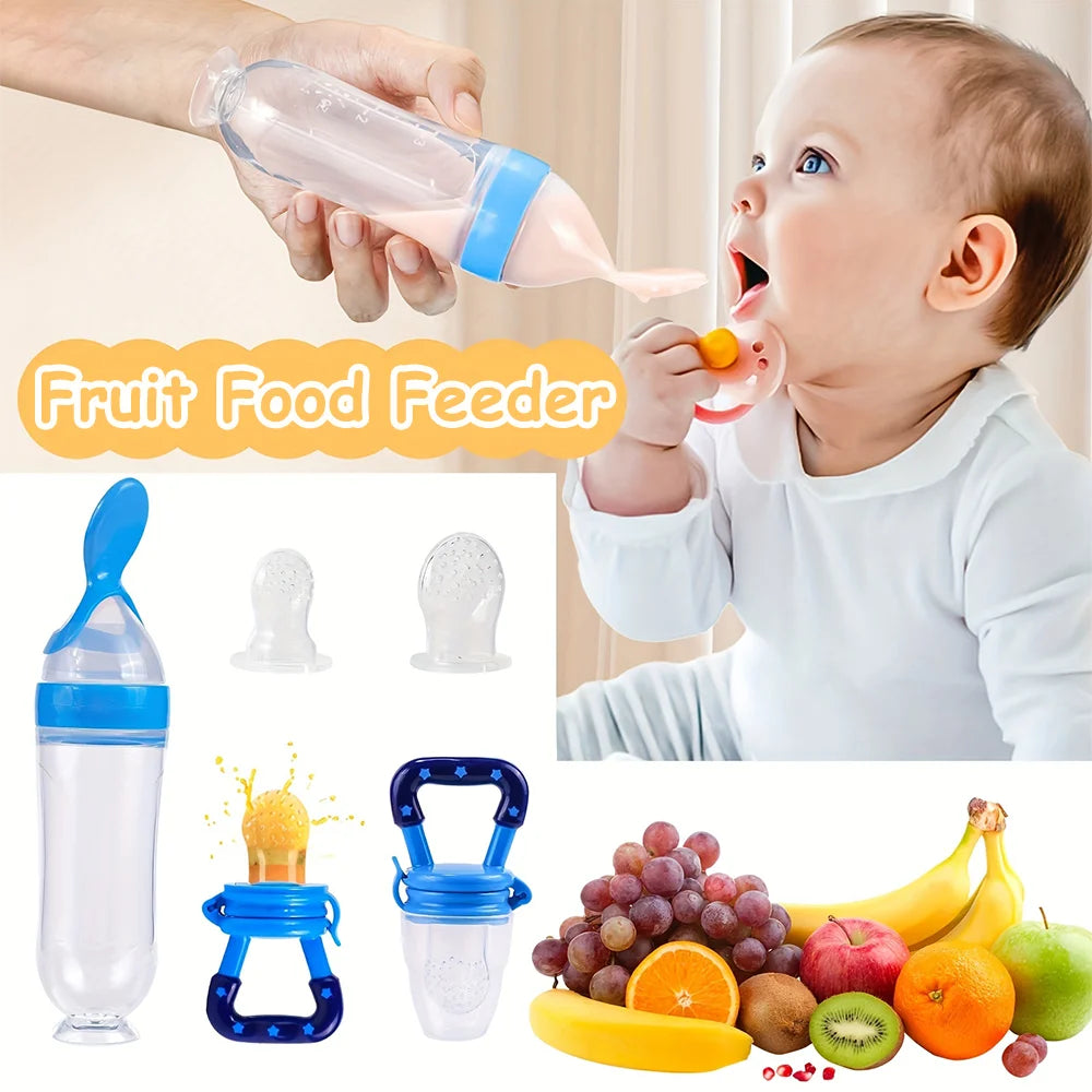 TYRY.HU Children's Tableware Set with Silicone Dining Plate Suction Wooden Handle Fork Spoon And Silicone Fruit Vegetable Bottle