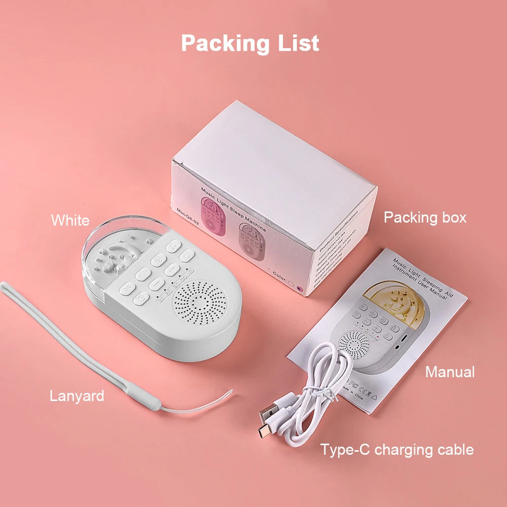 Portable White Noise Baby Sleep Machine 24 Soothing Sounds Soft Breath Light 30/60/90 Timing For Baby Adult Office Travel