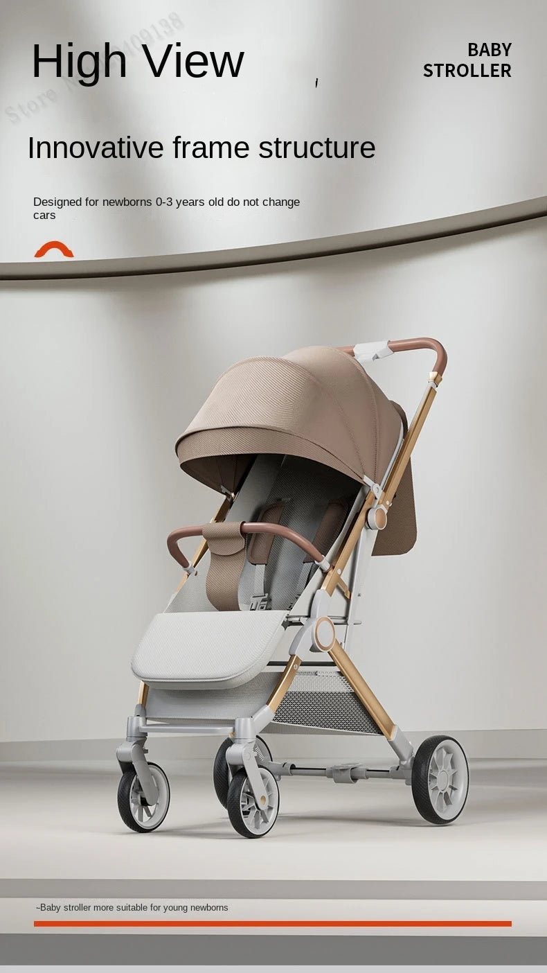 Two-way Baby Stroller can Sit or Lie Down Newborn Baby Stroller Simple Folding Ultra-lightweight Shock-absorbing Wheels