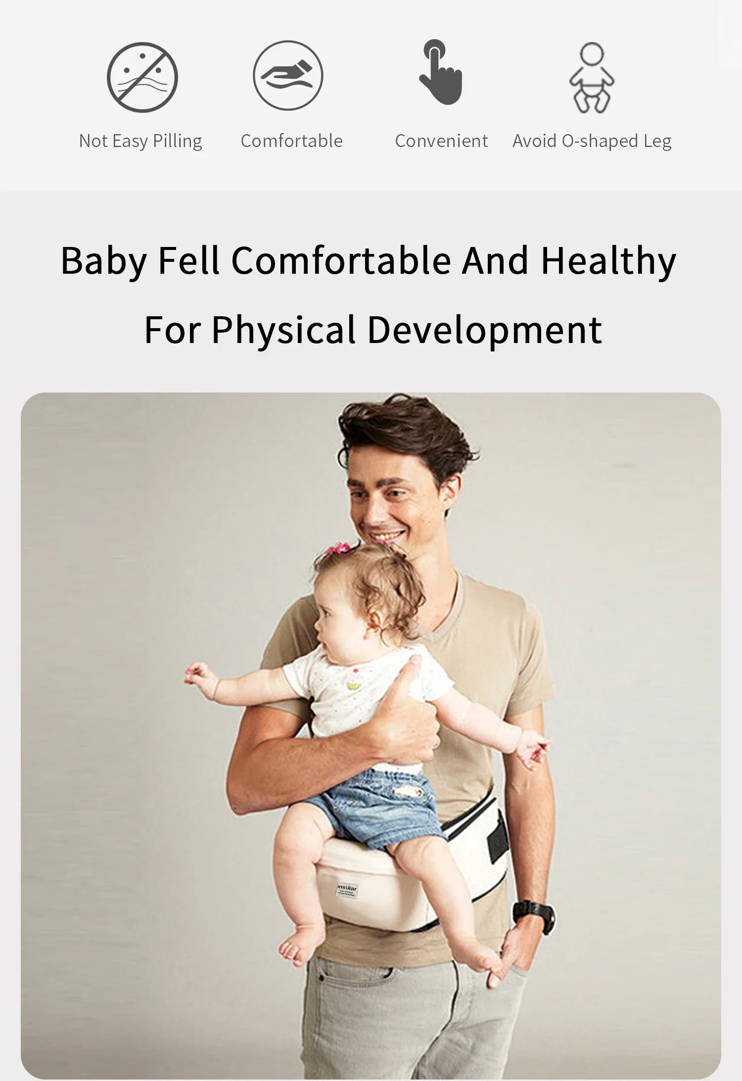 Adjustable Front-Facing Baby Carrier Waist Stool with Hip Seat, Belt for Kids, Infant Walkers, Sling Hold, Waist Belt Backpack