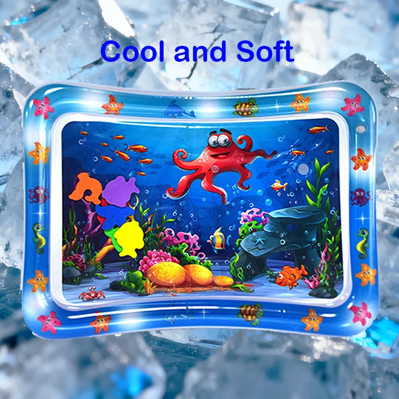 65cm Square Shape Inflatable Baby Water Play Mat Infant Kid Tummy Time Water Pad Cushion Early Educate Develop Activity Toy