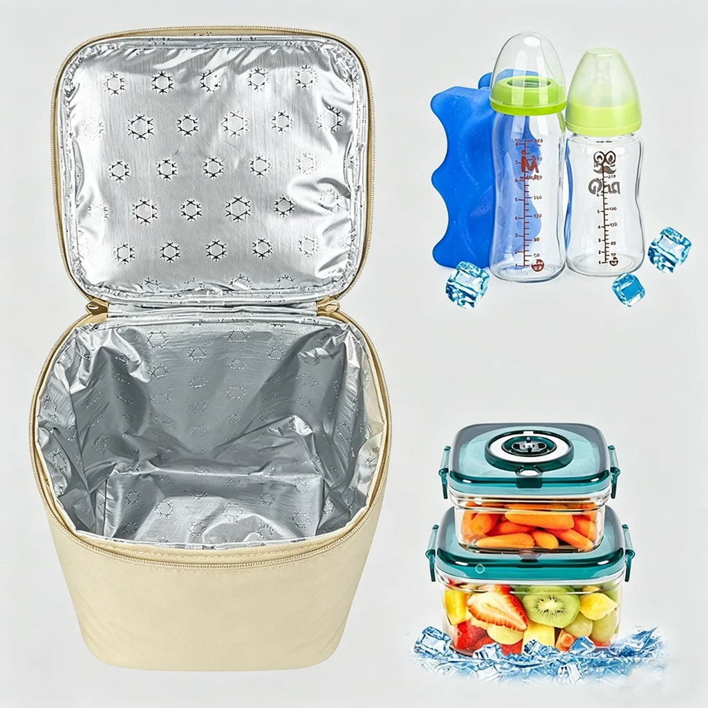 Breast Milk Cooler Bag with Ice Pack Fits 4 Baby Bottles Up to 9 Ounce, Baby Bottle Bag for Nursing Mom Daycare