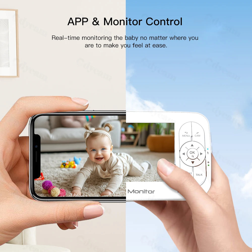 5" WiFi Baby Monitor 4x Zoom PTZ Cam Tuya APP+monitor Dual Control Electronic Baby Sitter Two Way Audio Night Vision Babyphone