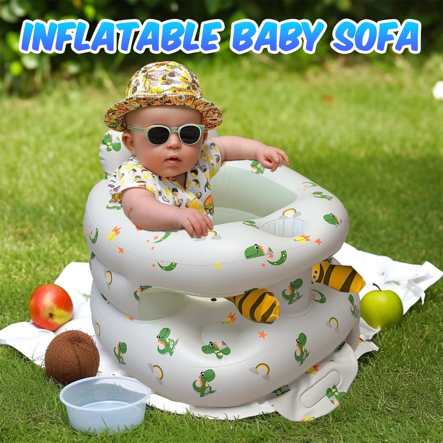 2025 New Inflatable Baby Seat with Full Enclosure, Comfortable PVC Sit Me Up Baby Chair, Built in Air Pump Blow Up Sitting Sofa