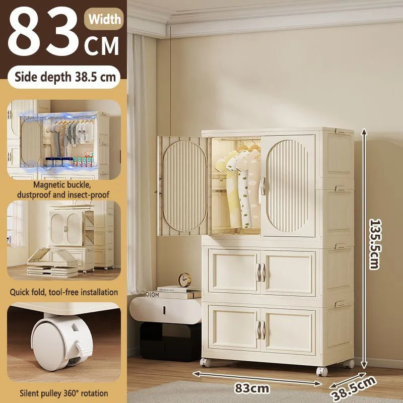 Children's Wardrobe Baby Closet Home Use Clothes & Quilt Storage Cabinet Primary School Student Clothing Organizer Folding Home