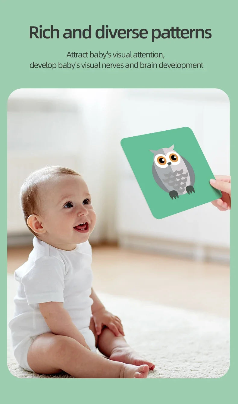 Black & White Baby Cards - High Contrast Visual Stimulation, Early Sensory Cognitive Toy for 0-36 months