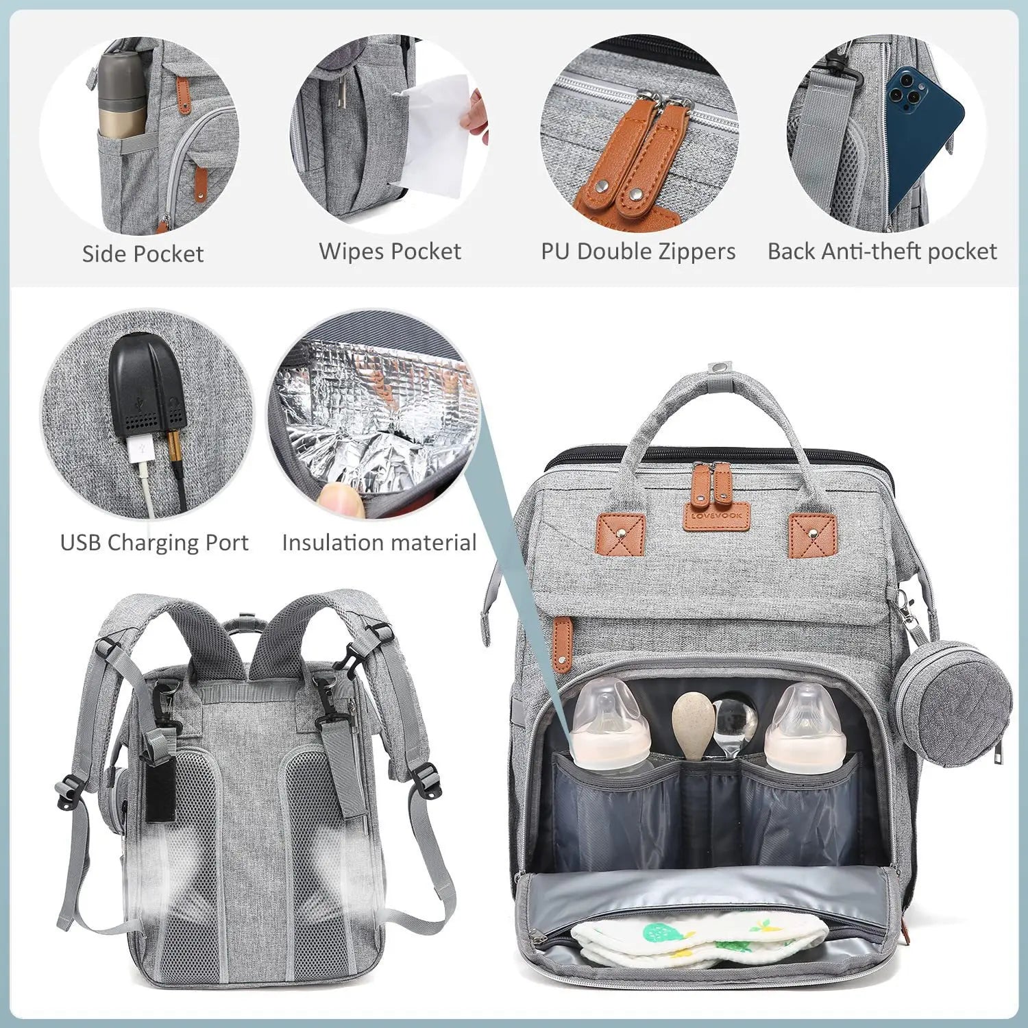 Multifunctional Bed Diaper Backpack Baby Girl Boy Nappy Changing Bag Large Capacity Folding Crib Nursing Mommy Bag for Travel