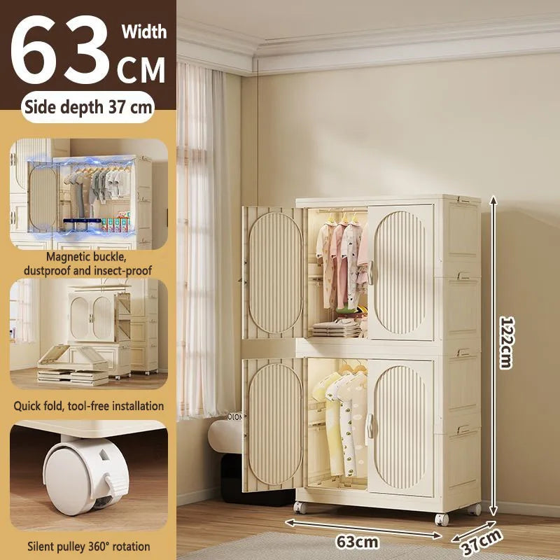 Children's Wardrobe Baby Closet Home Use Clothes & Quilt Storage Cabinet Primary School Student Clothing Organizer Folding Home
