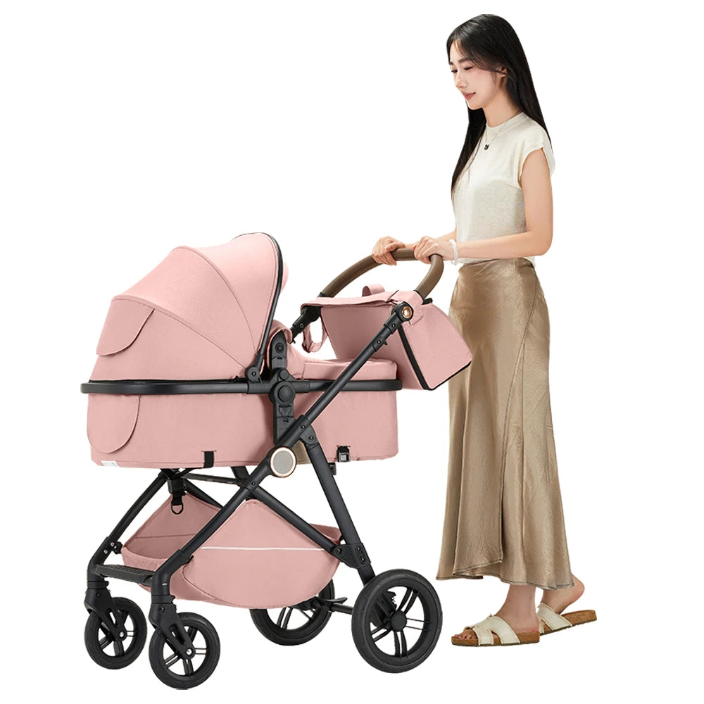 Reversible High-View Stroller ,Lightweight Foldable, Reclining Seat, Baby Stroller for 0-3 Years