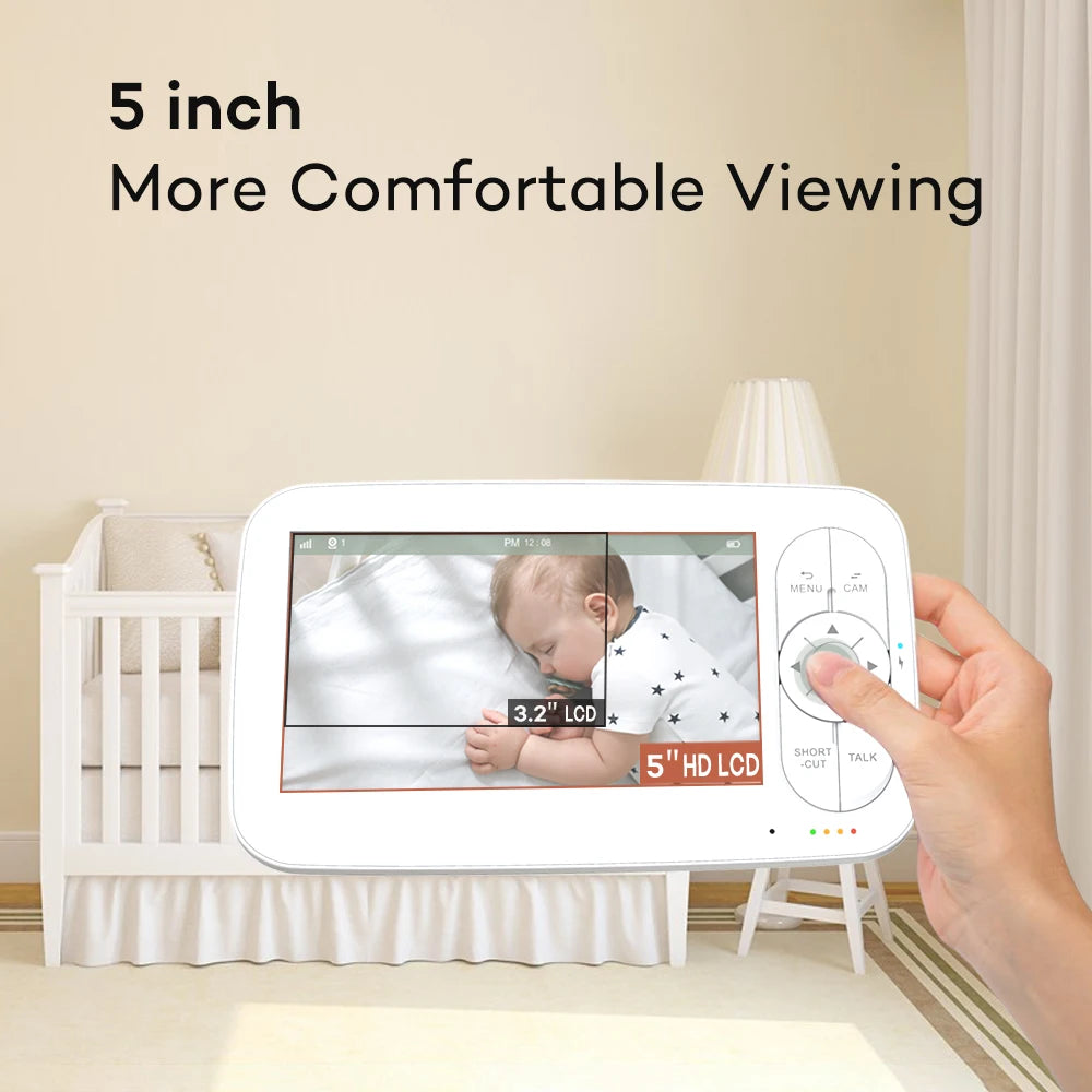 5" WiFi Baby Monitor 4x Zoom PTZ Cam Tuya APP+monitor Dual Control Electronic Baby Sitter Two Way Audio Night Vision Babyphone