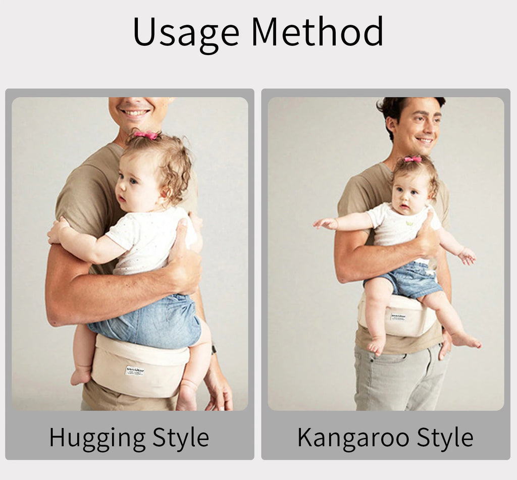 Adjustable Front-Facing Baby Carrier Waist Stool with Hip Seat, Belt for Kids, Infant Walkers, Sling Hold, Waist Belt Backpack