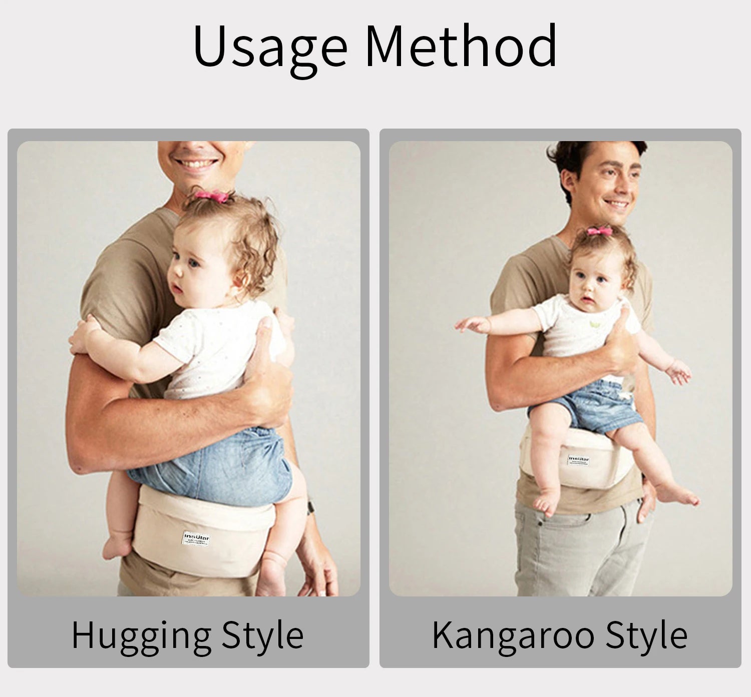 Adjustable Front-Facing Baby Carrier Waist Stool with Hip Seat, Belt for Kids, Infant Walkers, Sling Hold, Waist Belt Backpack