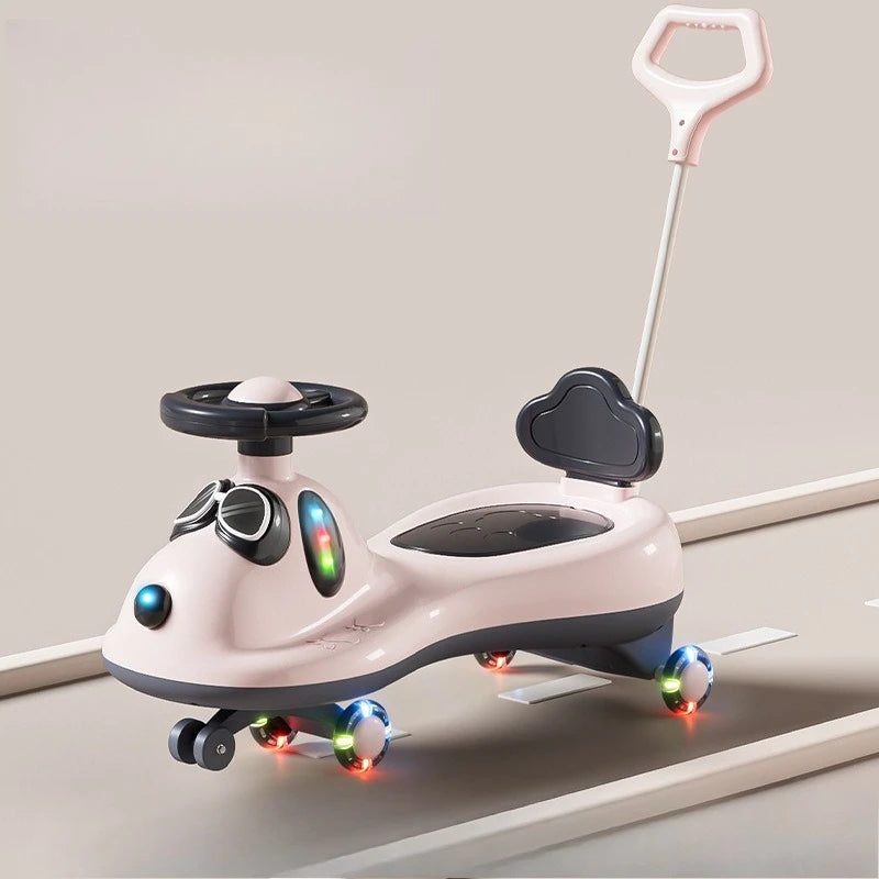 ‌Toddler Baby Wiggle Ride-On Cart 1-3Y: Flash Wheels Safety Rocker Storage Bin 360° Steering Smooth Handle - Early Learning Toy‌