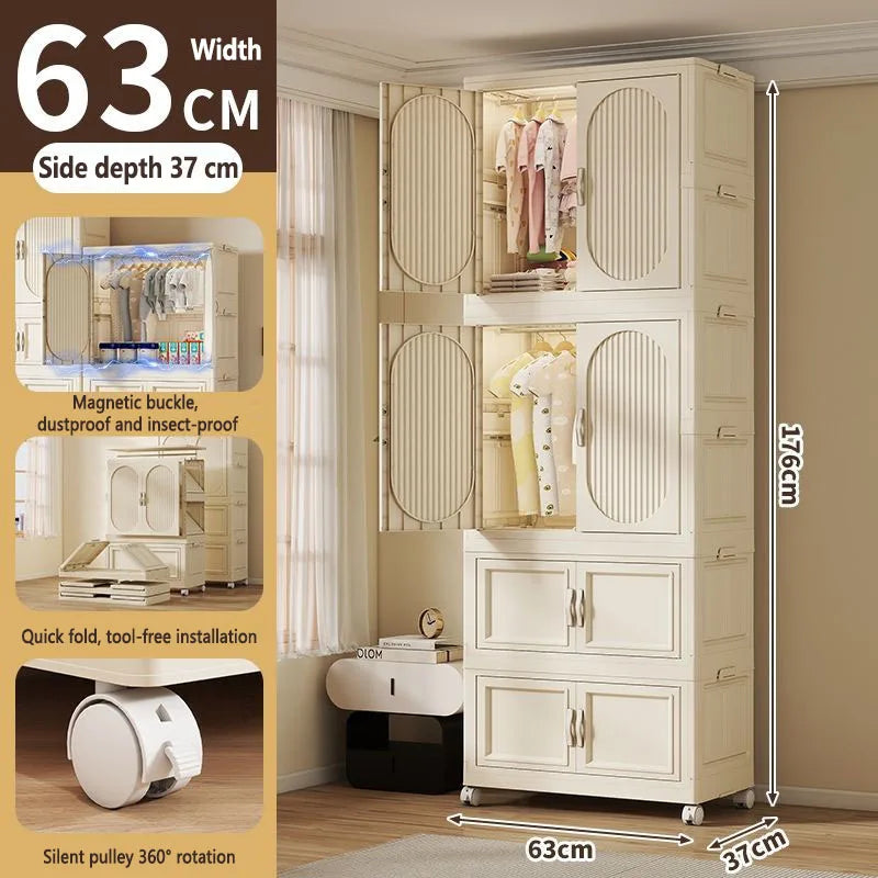 Children's Wardrobe Baby Closet Home Use Clothes & Quilt Storage Cabinet Primary School Student Clothing Organizer Folding Home
