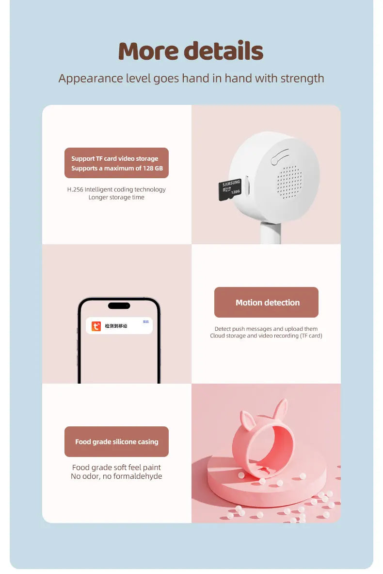 DANMINI 1080P Tuya Smart Baby Monitor Camera Indoor IP Camera Two Way Camera Infrared Night Vision Temperature Detection