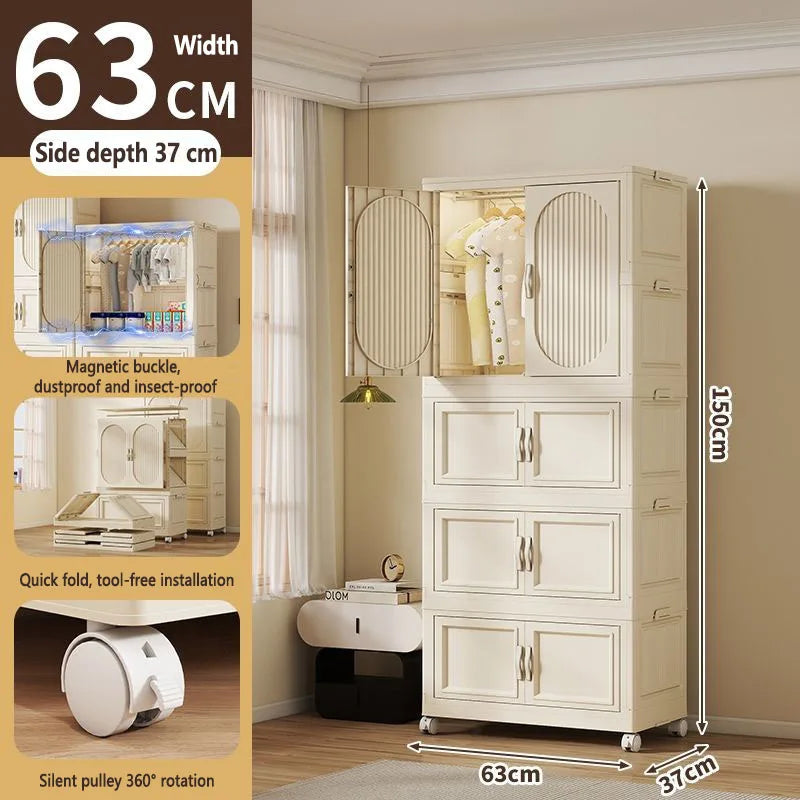 Children's Wardrobe Baby Closet Home Use Clothes & Quilt Storage Cabinet Primary School Student Clothing Organizer Folding Home