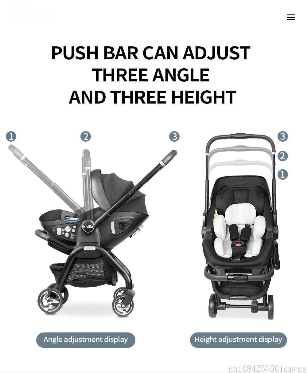 3in1 Baby Stroller, Children's Car Seat, Newborn Stroller, Portable, Lightweight, Luxurious, Suitable For Babies Aged 0-12months