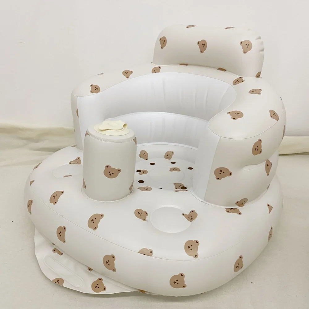 Baby Inflatable Sofa Chair Portable Inflatable Sofa Pool Float Baby Seat Back Support Anti-Fall Baby Bath Stool