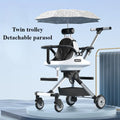 Lightweight Double Stroller with Canopy for Infants & Toddlers Travel Twin Umbrella Stroller Compact Easy Fold Aluminum Frame