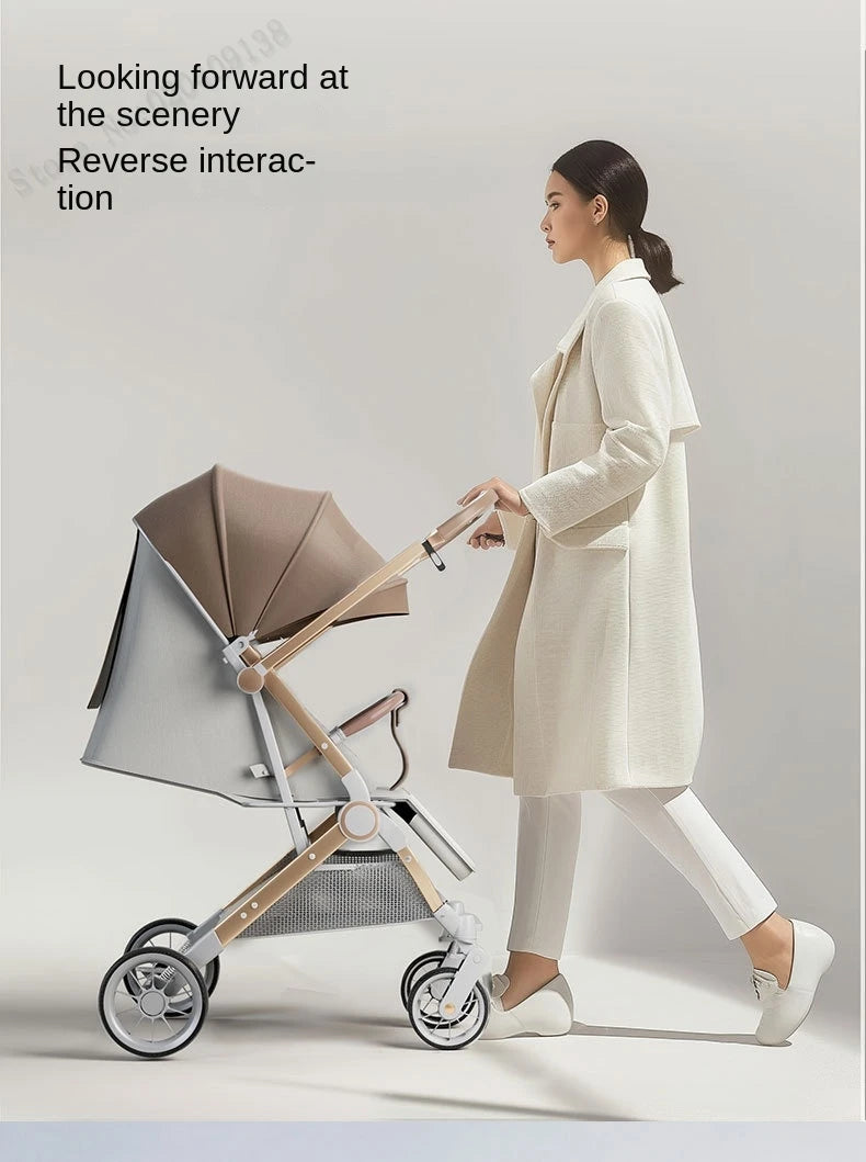 Two-way Baby Stroller can Sit or Lie Down Newborn Baby Stroller Simple Folding Ultra-lightweight Shock-absorbing Wheels