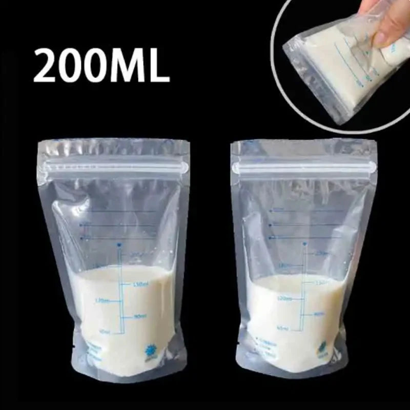 200ml Breast Milk Storage Bags, BPA Free Milk Freezer Bags for Baby Food, Safe Feeding Bag Compatible with Breast Pump