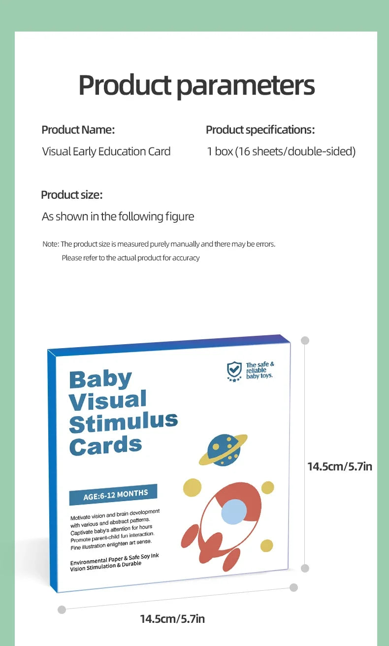 Black & White Baby Cards - High Contrast Visual Stimulation, Early Sensory Cognitive Toy for 0-36 months