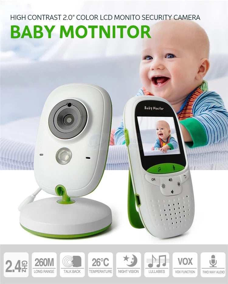 VB602 Baby Monitor Two Way Intercom VOX Mode IR Night Vision Temperature Monitor Built-in Lullabies Home Baby Security Camera