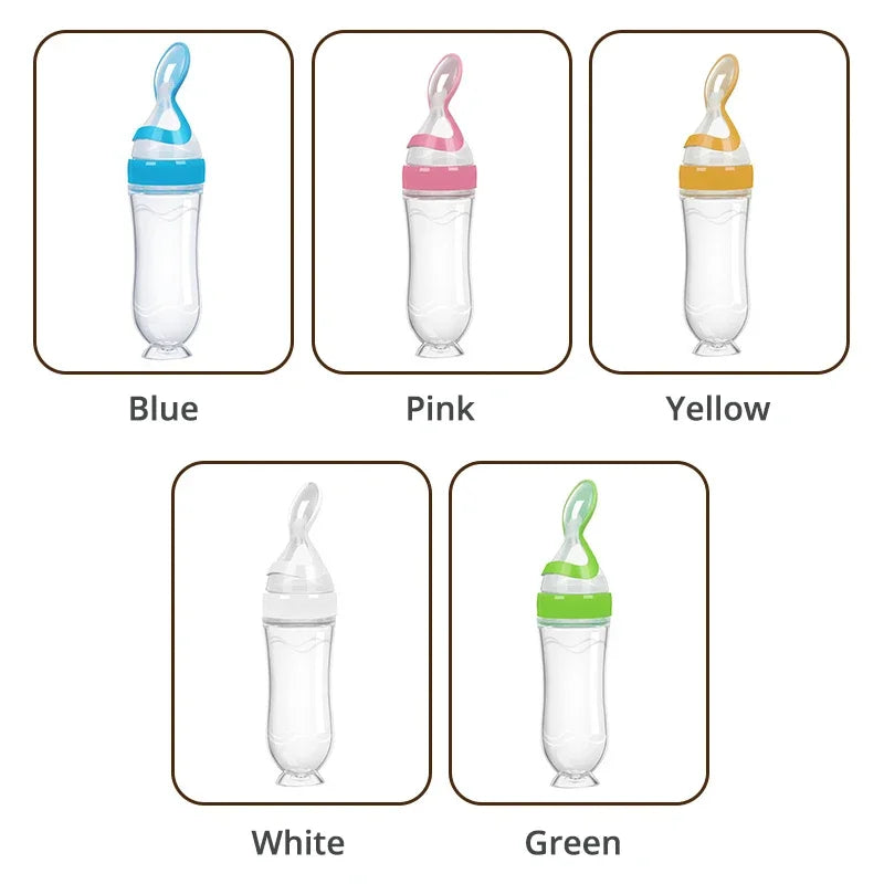 Baby Spoon Squeezing Feeding Bottle Feeder Silicone Spoons for Feeding Kids Toddler Cutlery Utensils Babies Accessories Newborn