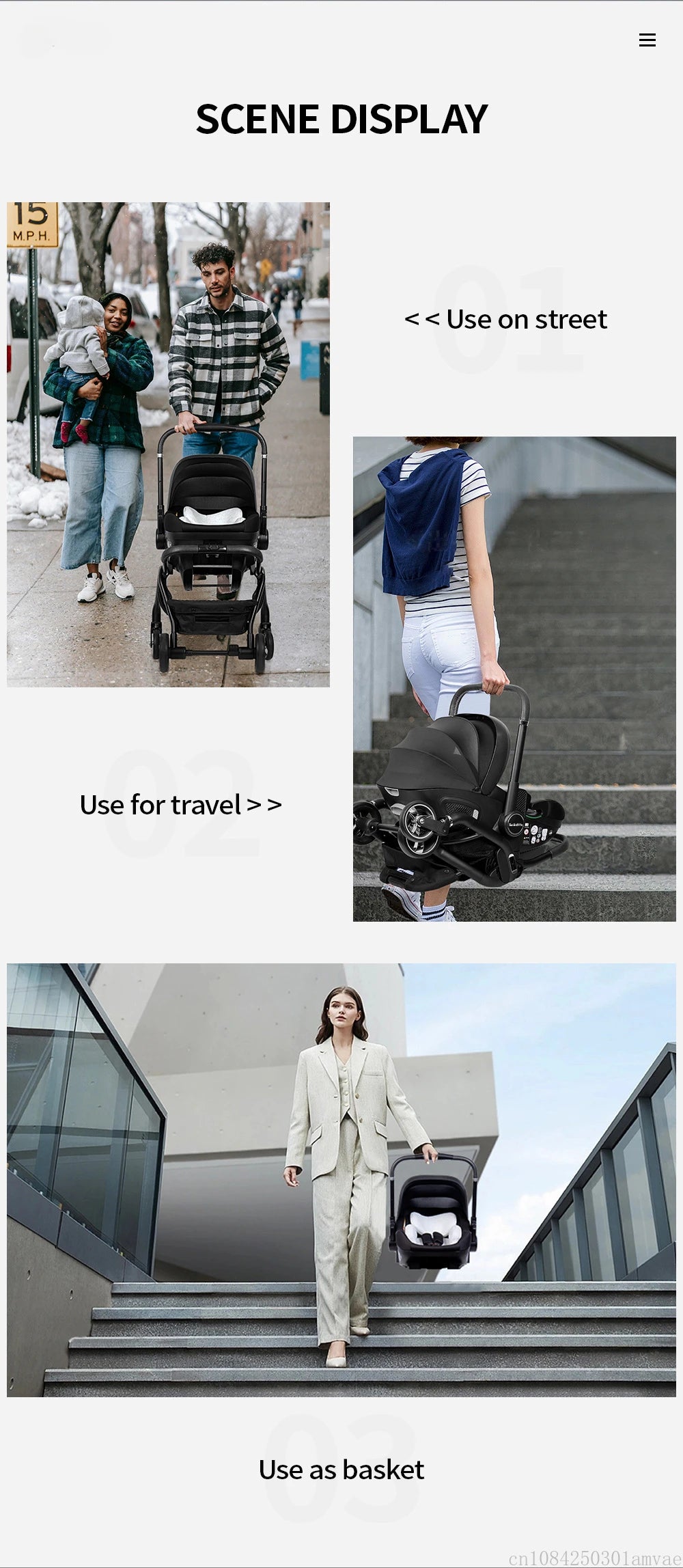 3in1 Baby Stroller, Children's Car Seat, Newborn Stroller, Portable, Lightweight, Luxurious, Suitable For Babies Aged 0-12months