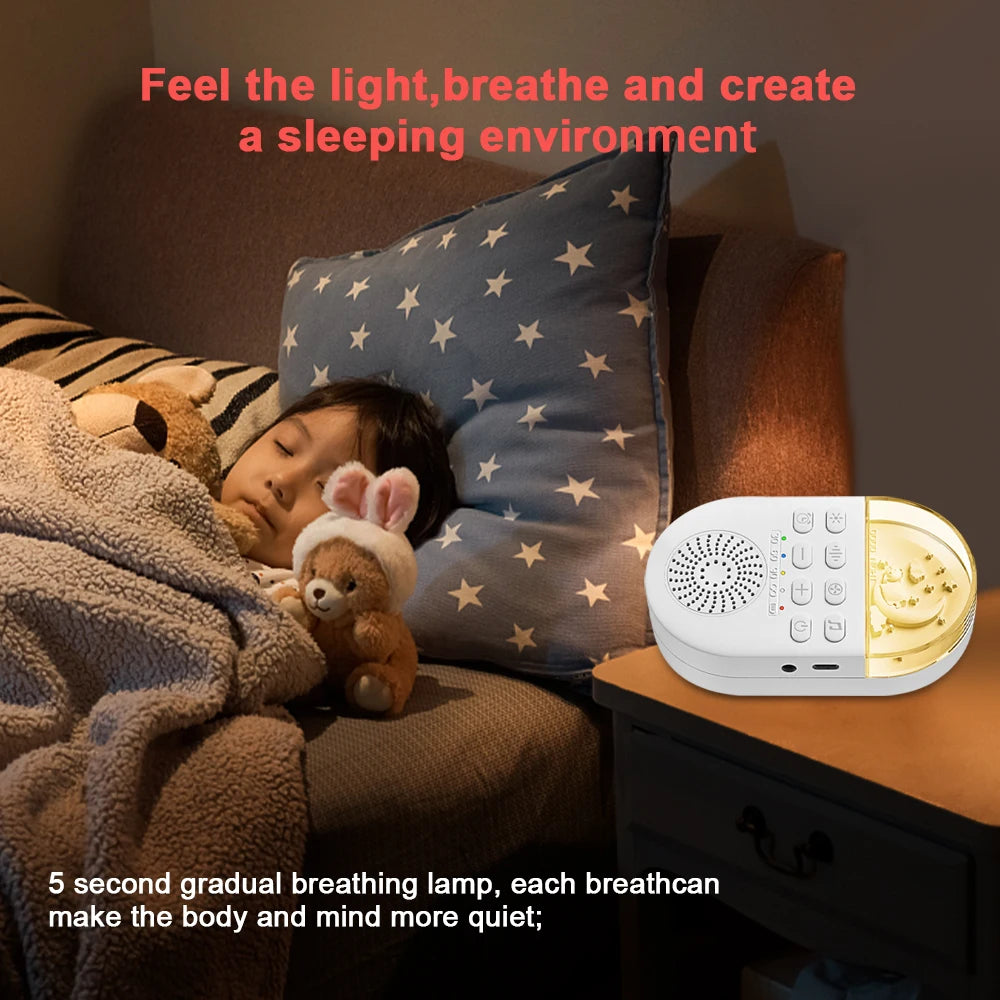 Portable White Noise Baby Sleep Machine 24 Soothing Sounds Soft Breath Light 30/60/90 Timing For Baby Adult Office Travel