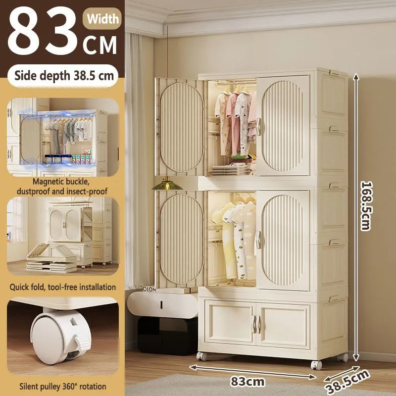 Children's Wardrobe Baby Closet Home Use Clothes & Quilt Storage Cabinet Primary School Student Clothing Organizer Folding Home