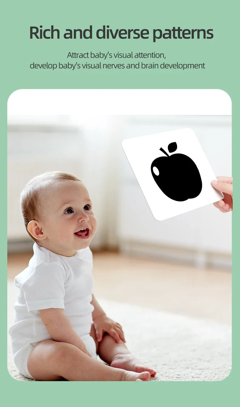 Black & White Baby Cards - High Contrast Visual Stimulation, Early Sensory Cognitive Toy for 0-36 months