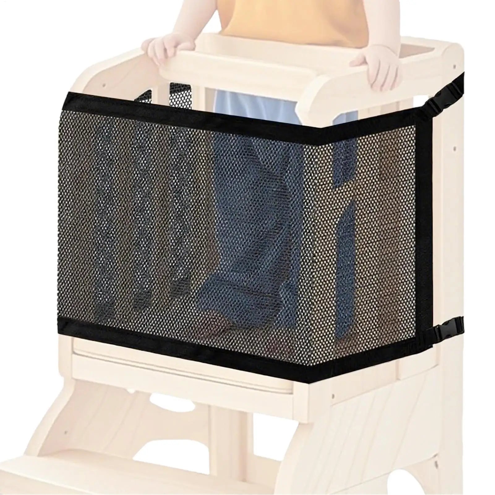 Baby Chair Safety Net Kids Tower Chair Safety Netting 4-Sided Protection Step Tool Mesh Barrier For Child Playing Studying