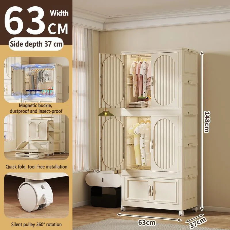 Children's Wardrobe Baby Closet Home Use Clothes & Quilt Storage Cabinet Primary School Student Clothing Organizer Folding Home
