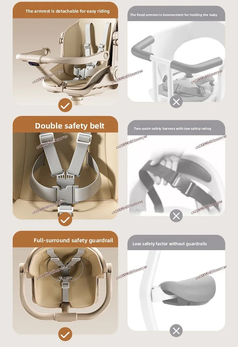 Electric Vehicle, Child Shock-absorbing Seat, Front Baby Seat, Scooter, Child Safety and Stability, Five-point Seat Belt