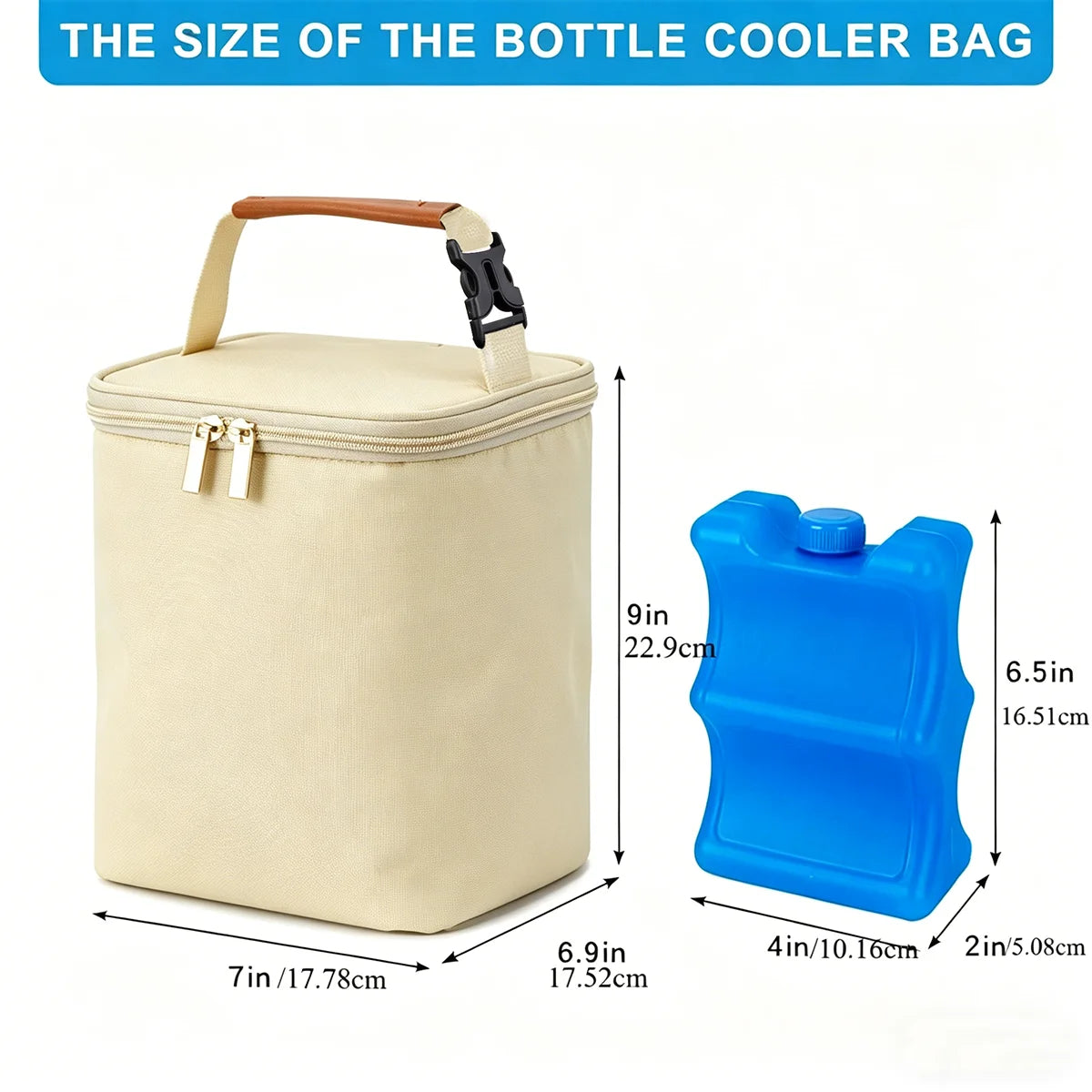 Breast Milk Cooler Bag with Ice Pack Fits 4 Baby Bottles Up to 9 Ounce, Baby Bottle Bag for Nursing Mom Daycare
