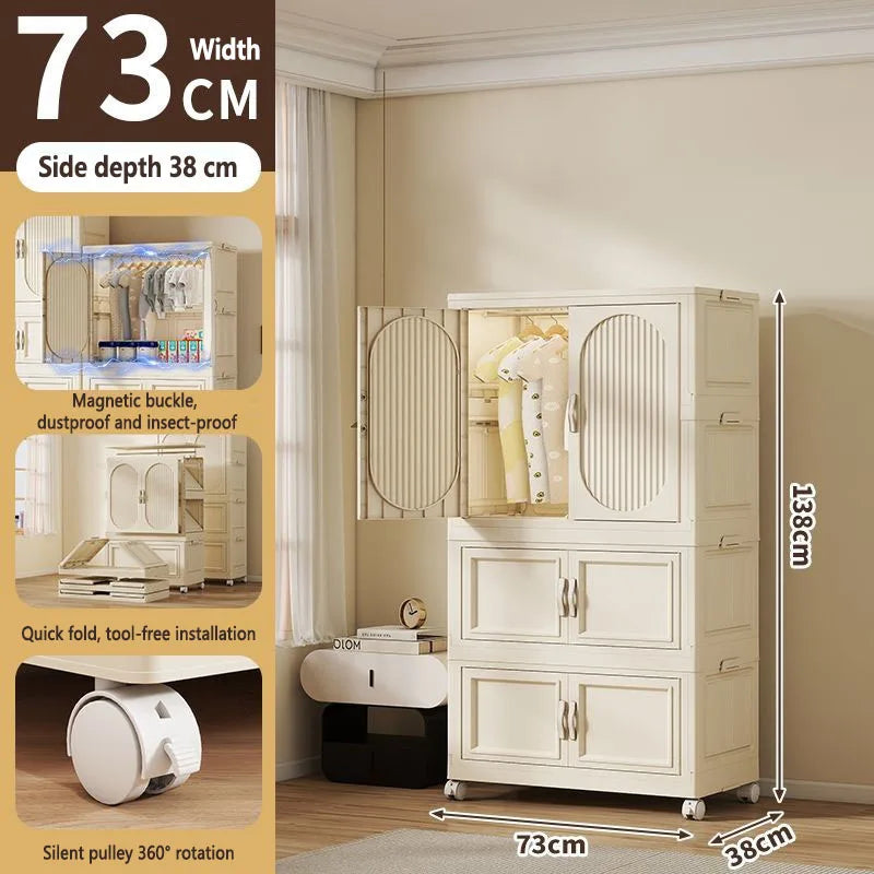 Children's Wardrobe Baby Closet Home Use Clothes & Quilt Storage Cabinet Primary School Student Clothing Organizer Folding Home
