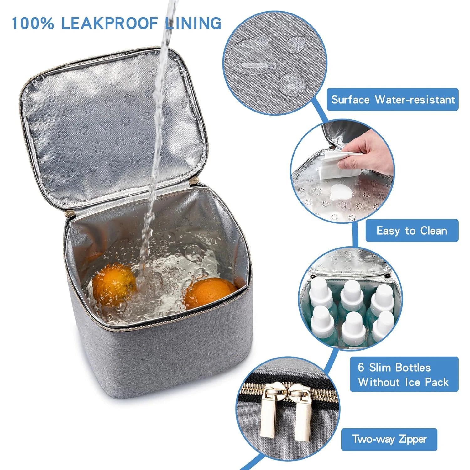 Breast Milk Cooler Bag with Ice Pack Fits 4 Baby Bottles Up to 9 Ounce, Baby Bottle Bag for Nursing Mom Daycare