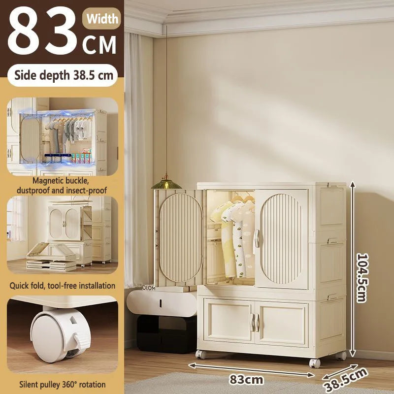 Children's Wardrobe Baby Closet Home Use Clothes & Quilt Storage Cabinet Primary School Student Clothing Organizer Folding Home