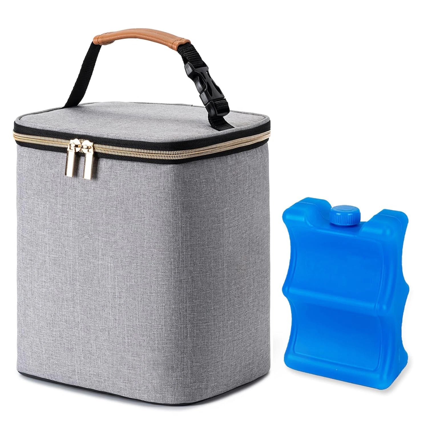 Breast Milk Cooler Bag with Ice Pack Fits 4 Baby Bottles Up to 9 Ounce, Baby Bottle Bag for Nursing Mom Daycare