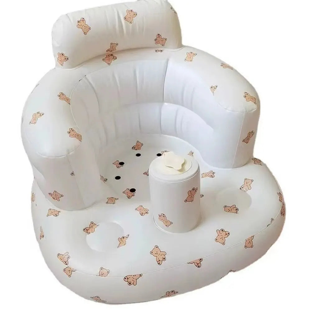 Baby Inflatable Sofa Chair Portable Inflatable Sofa Pool Float Baby Seat Back Support Anti-Fall Baby Bath Stool
