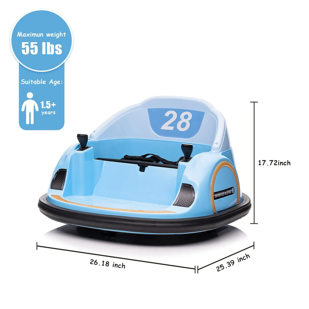 12V Kids Ride On Car Toy, 360° Rotation Electric Bumper Car Toy With Remote Control & Battery Display For Boys Girls