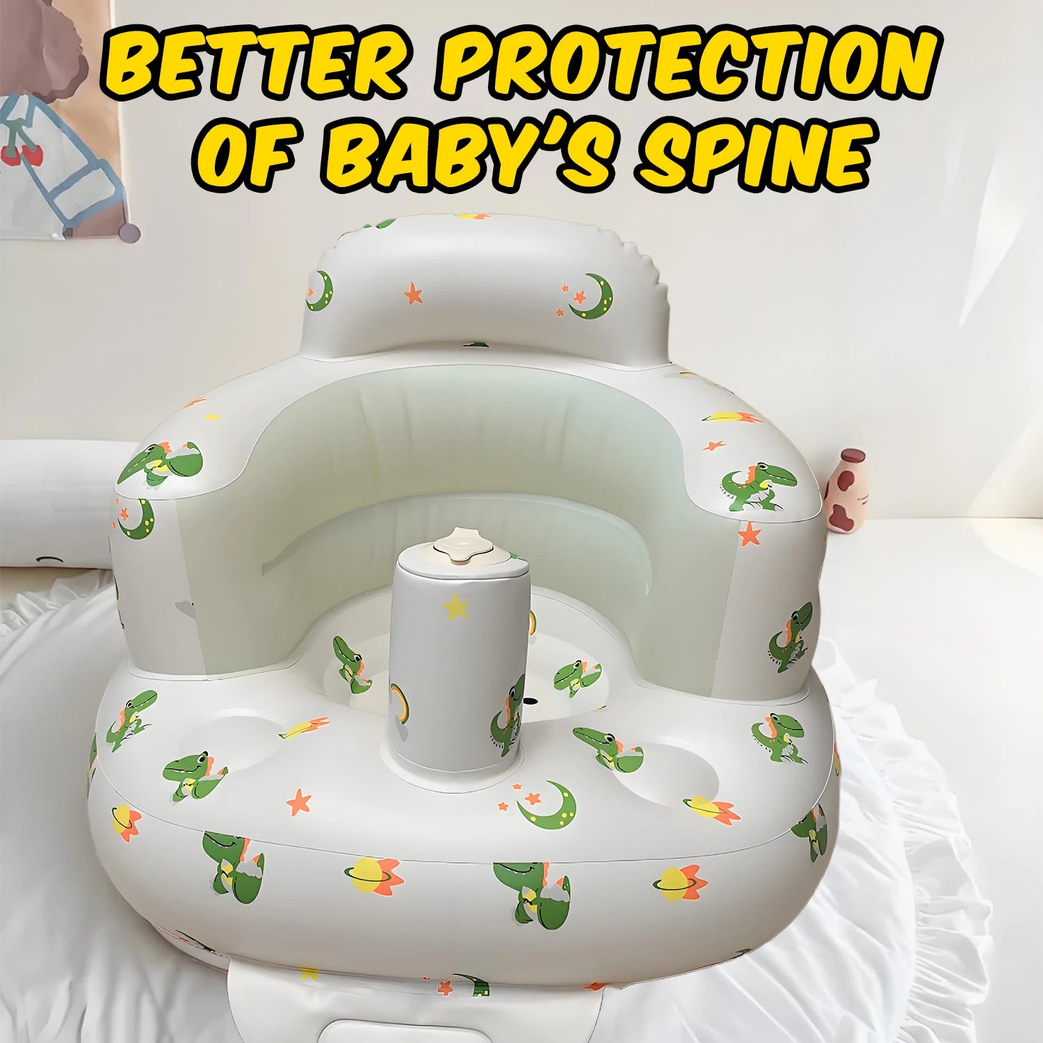 2025 New Inflatable Baby Seat with Full Enclosure, Comfortable PVC Sit Me Up Baby Chair, Built in Air Pump Blow Up Sitting Sofa