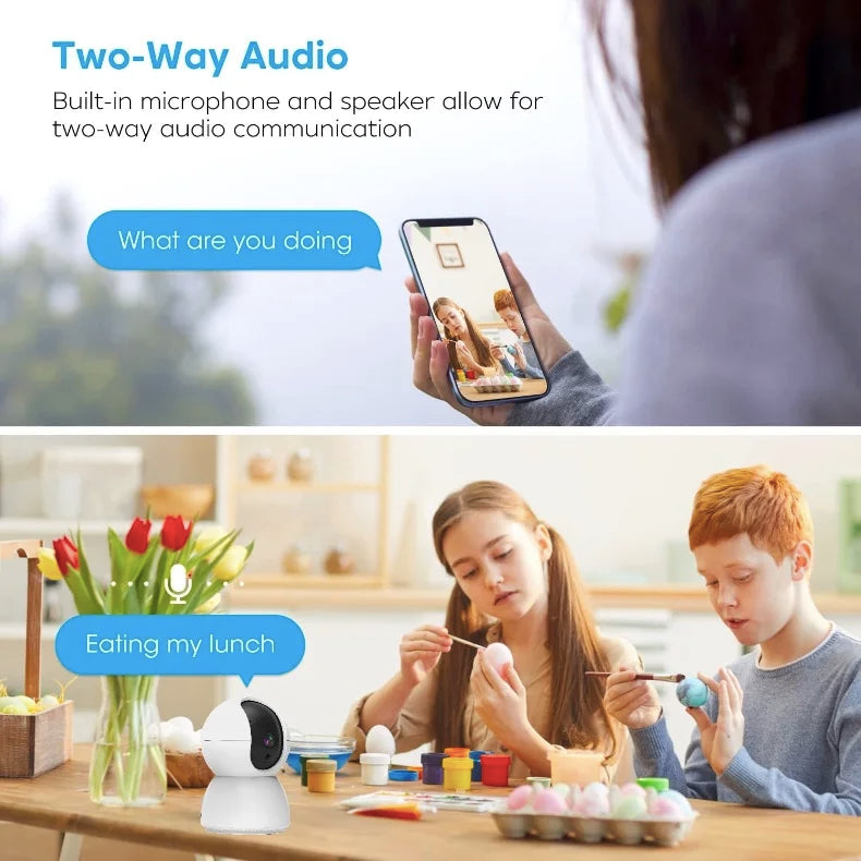 Baby Monitor Camera Indoor Security IP Camera 2K Resolution with Pan Tilt Zoom/ Motion Alerts Ideal for Baby and Pet