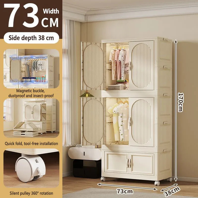 Children's Wardrobe Baby Closet Home Use Clothes & Quilt Storage Cabinet Primary School Student Clothing Organizer Folding Home