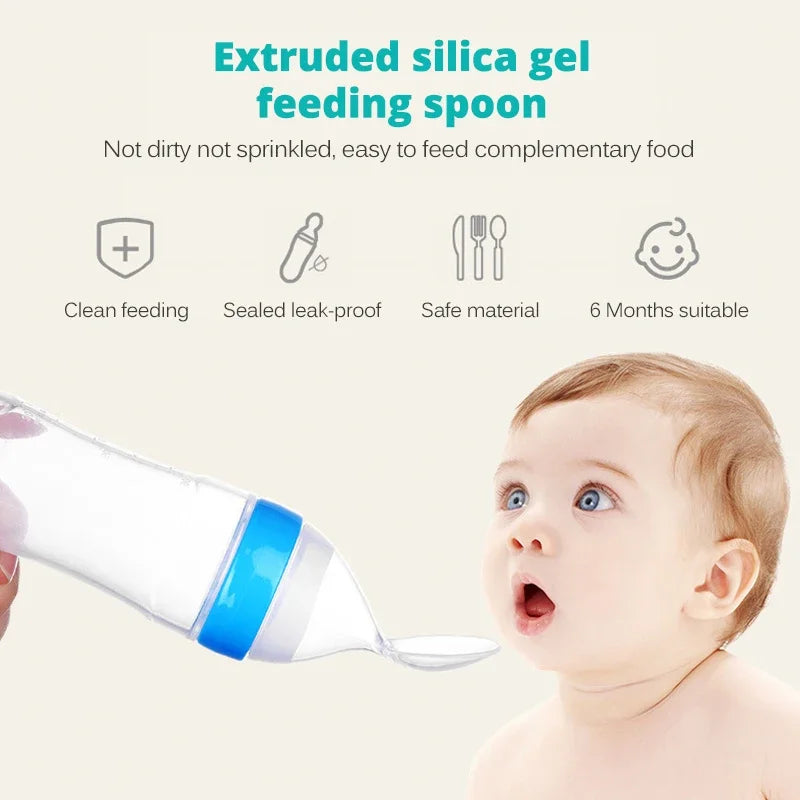 Baby Spoon Squeezing Feeding Bottle Feeder Silicone Spoons for Feeding Kids Toddler Cutlery Utensils Babies Accessories Newborn