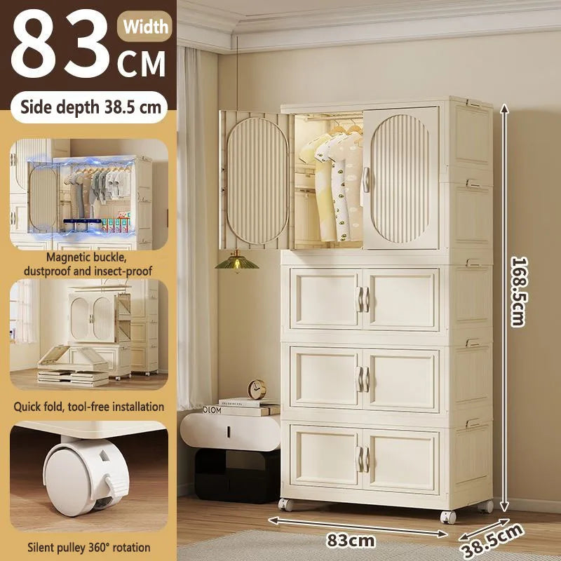 Children's Wardrobe Baby Closet Home Use Clothes & Quilt Storage Cabinet Primary School Student Clothing Organizer Folding Home
