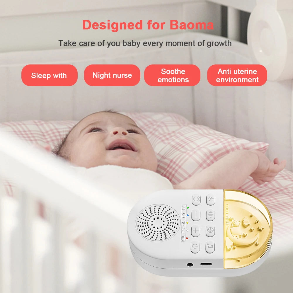 Portable White Noise Baby Sleep Machine 24 Soothing Sounds Soft Breath Light 30/60/90 Timing For Baby Adult Office Travel