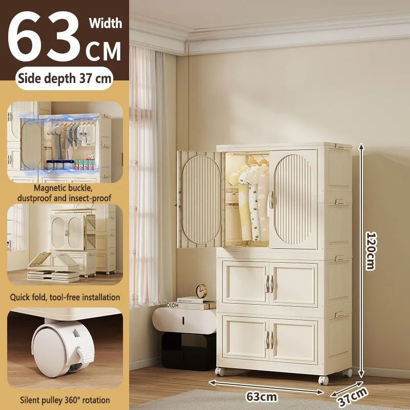 Children's Wardrobe Baby Closet Home Use Clothes & Quilt Storage Cabinet Primary School Student Clothing Organizer Folding Home
