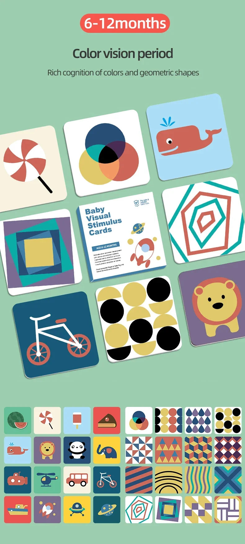 Black & White Baby Cards - High Contrast Visual Stimulation, Early Sensory Cognitive Toy for 0-36 months